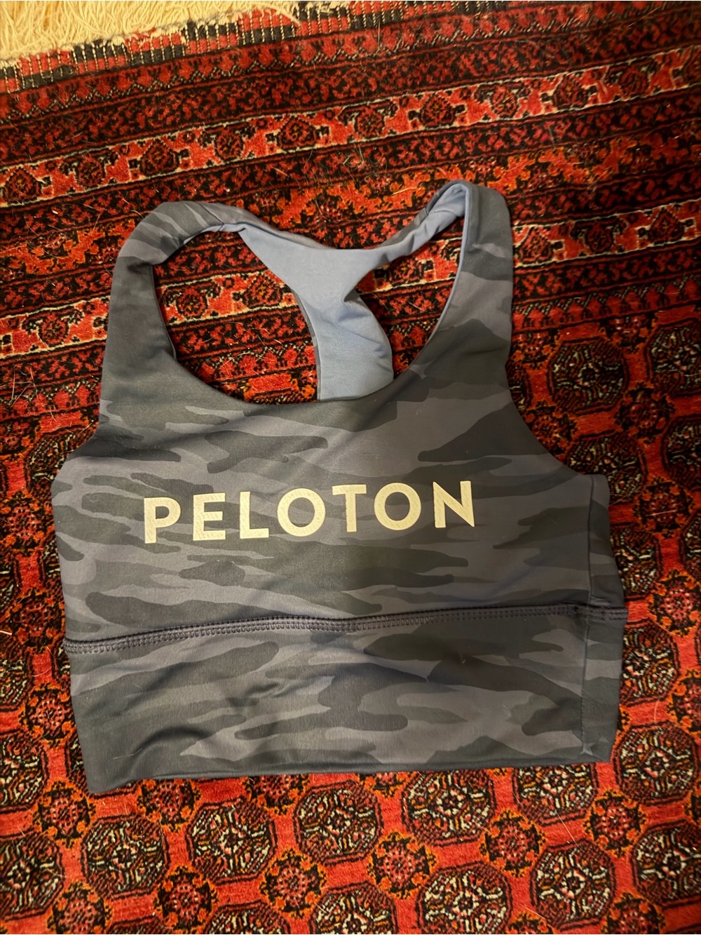 DYI Gray Camo Sports Bra with Gold Logo